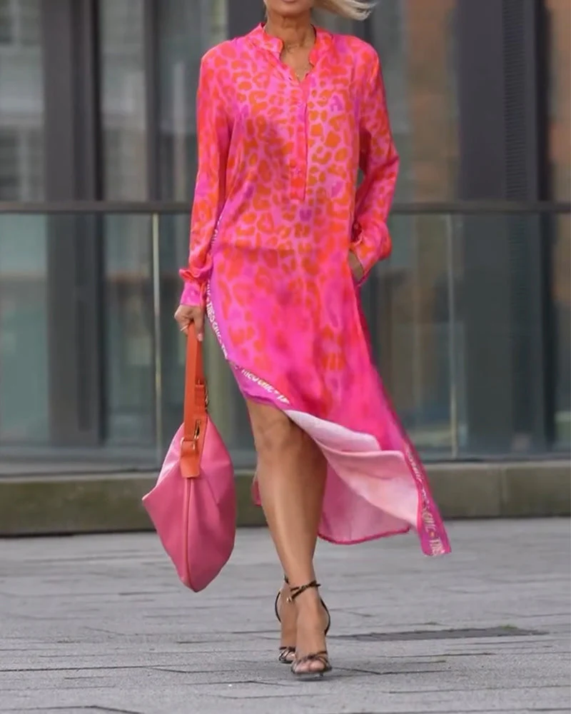 Long-Sleeve Leopard Print Dress - Image 17