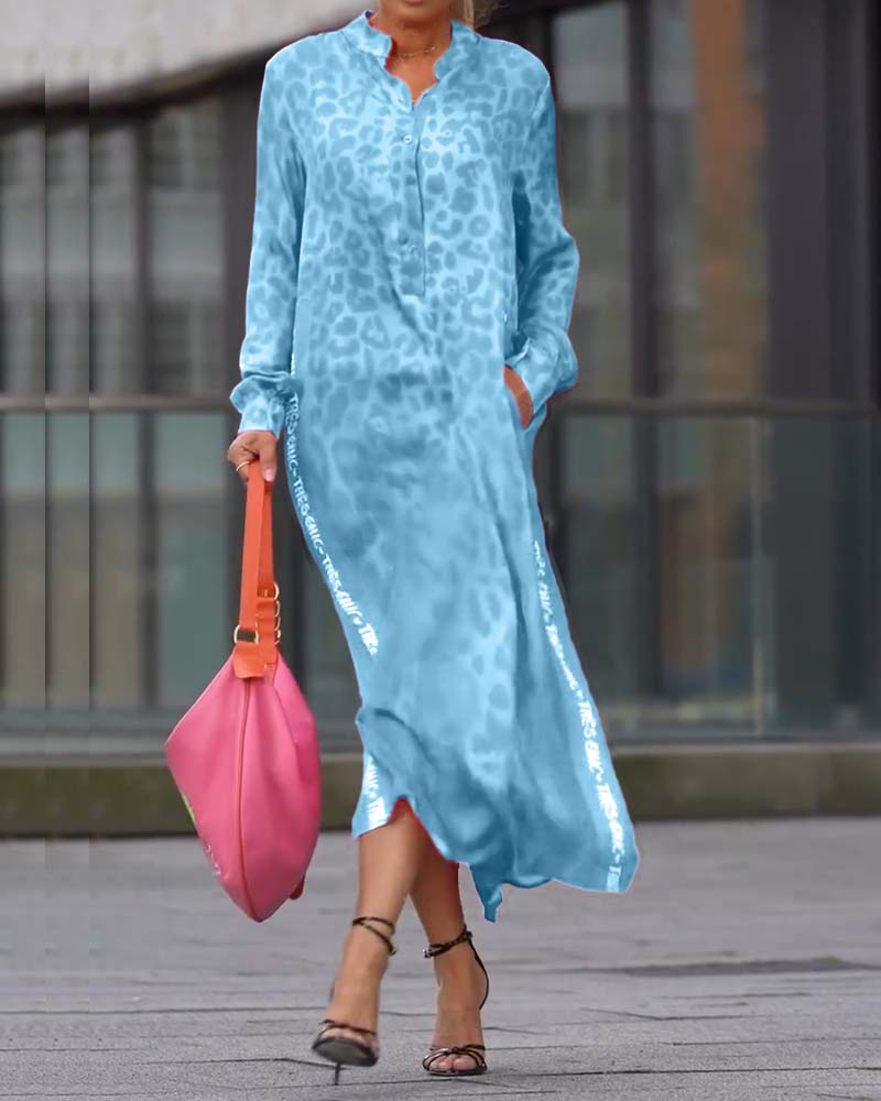 Long-Sleeve Leopard Print Dress - Image 26