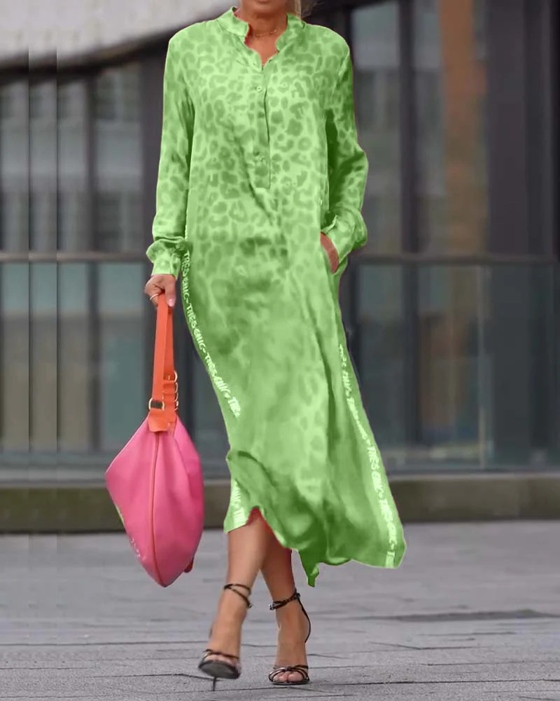 Long-Sleeve Leopard Print Dress - Image 33