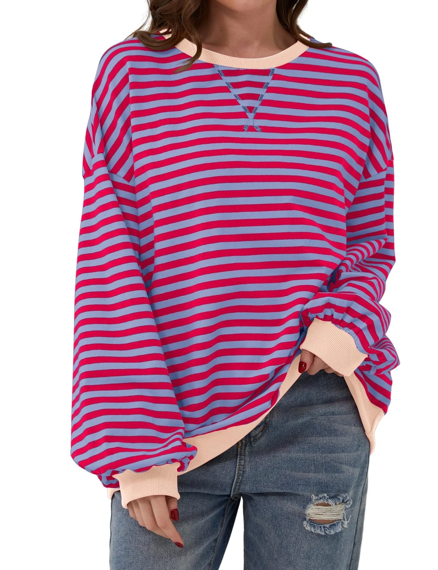 Long Sleeve Striped Pullover Casual Shirt - Image 7