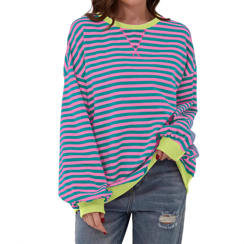 Long Sleeve Striped Pullover Casual Shirt - Image 9