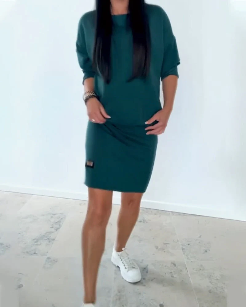 Long-Sleeved Casual Hip Dress - Image 10