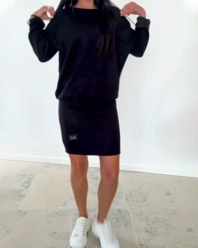 Long-Sleeved Casual Hip Dress - Image 3