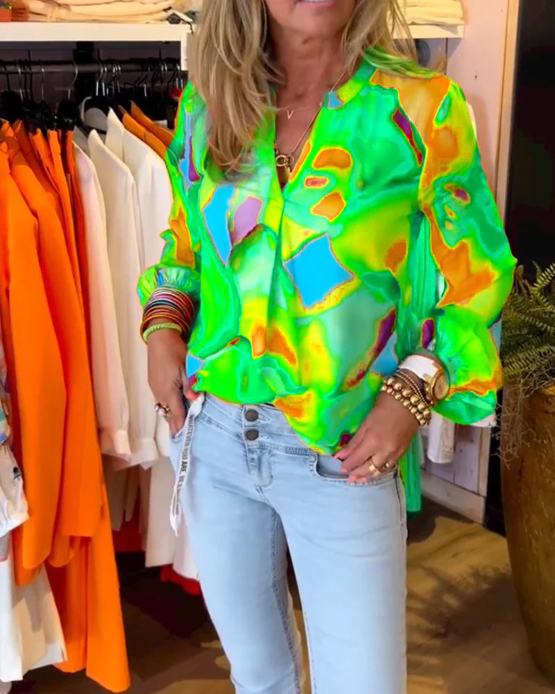 Long-Sleeved Colorful Casual Blouse - Image 10