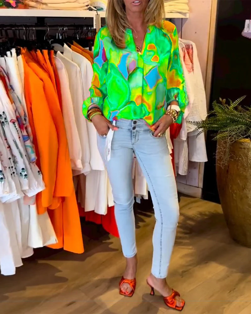 Long-Sleeved Colorful Casual Blouse - Image 9