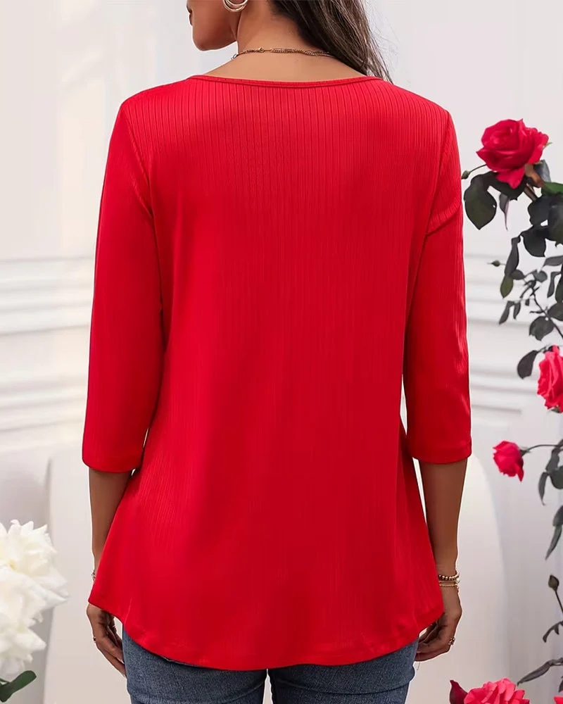 Long-Sleeved Elegant Patchwork Top - Image 3