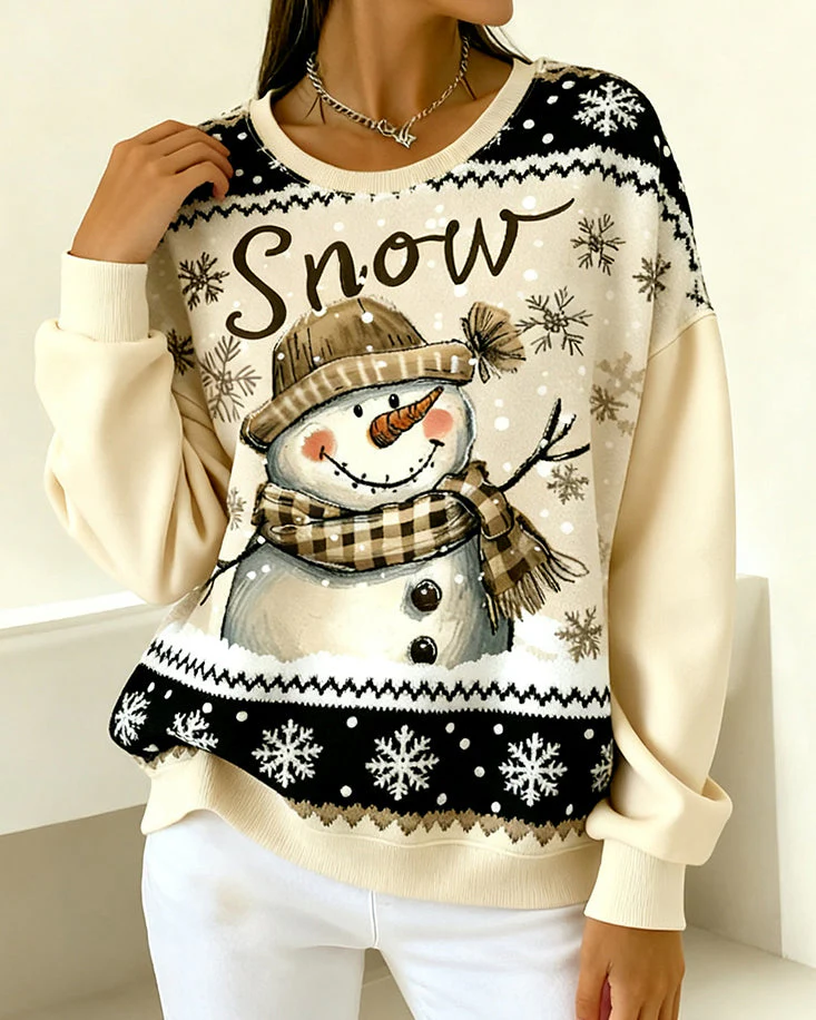 Long-Sleeved Snowman Print Sweatshirt - Image 5