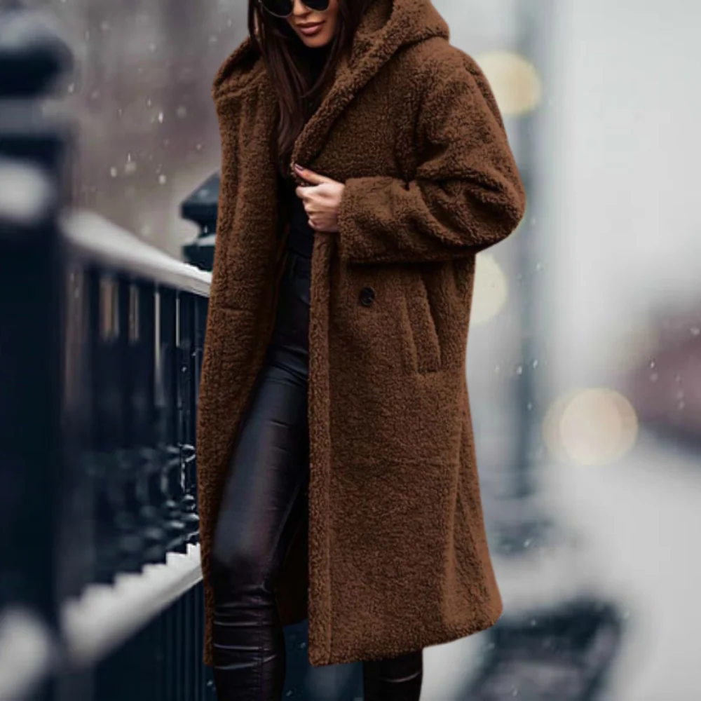 Long Winter Coat with Hood for Women - Image 17