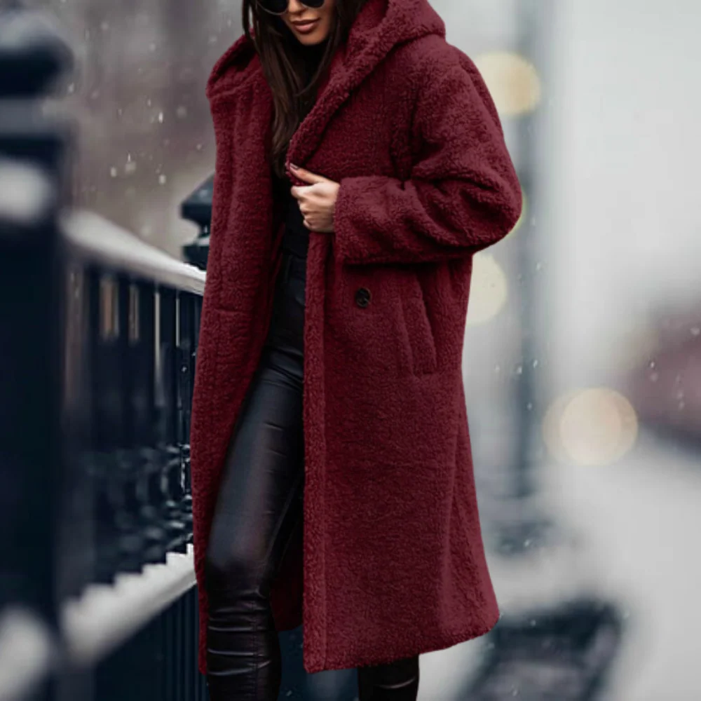 Long Winter Coat with Hood for Women - Image 18