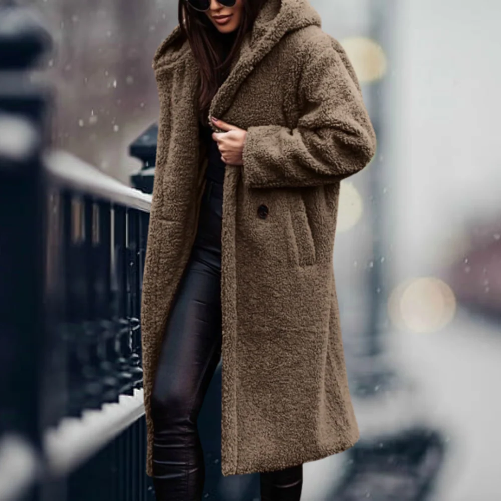 Long Winter Coat with Hood for Women - Image 22