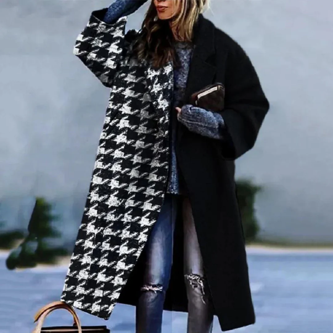 Long Women's Coat with Stylish Designer Patterns - Image 4