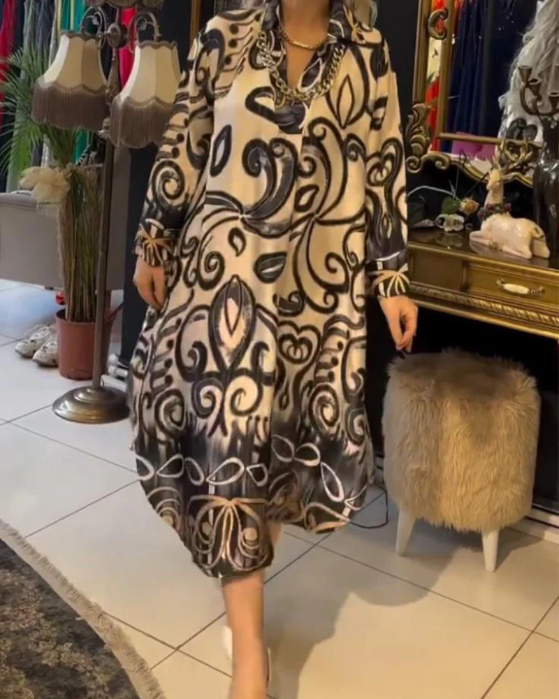 Loose and elegant printed dress - Image 11
