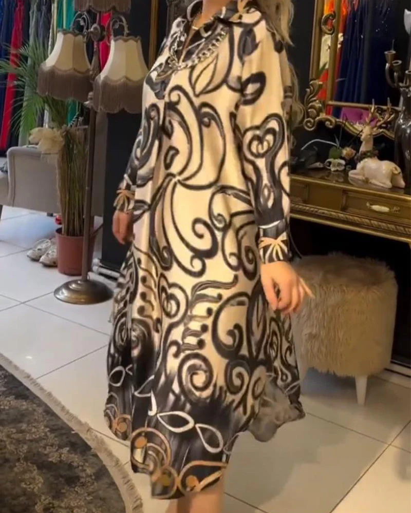 Loose and elegant printed dress - Image 8