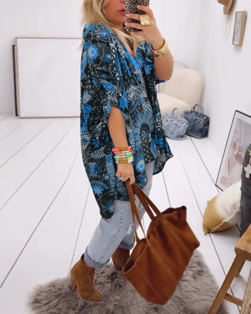 Loose Fashion Printed Blouse - Image 10