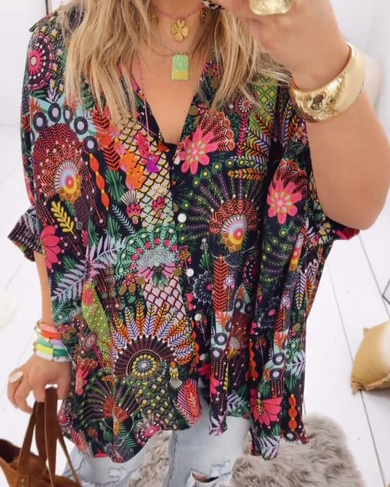 Loose Fashion Printed Blouse - Image 3
