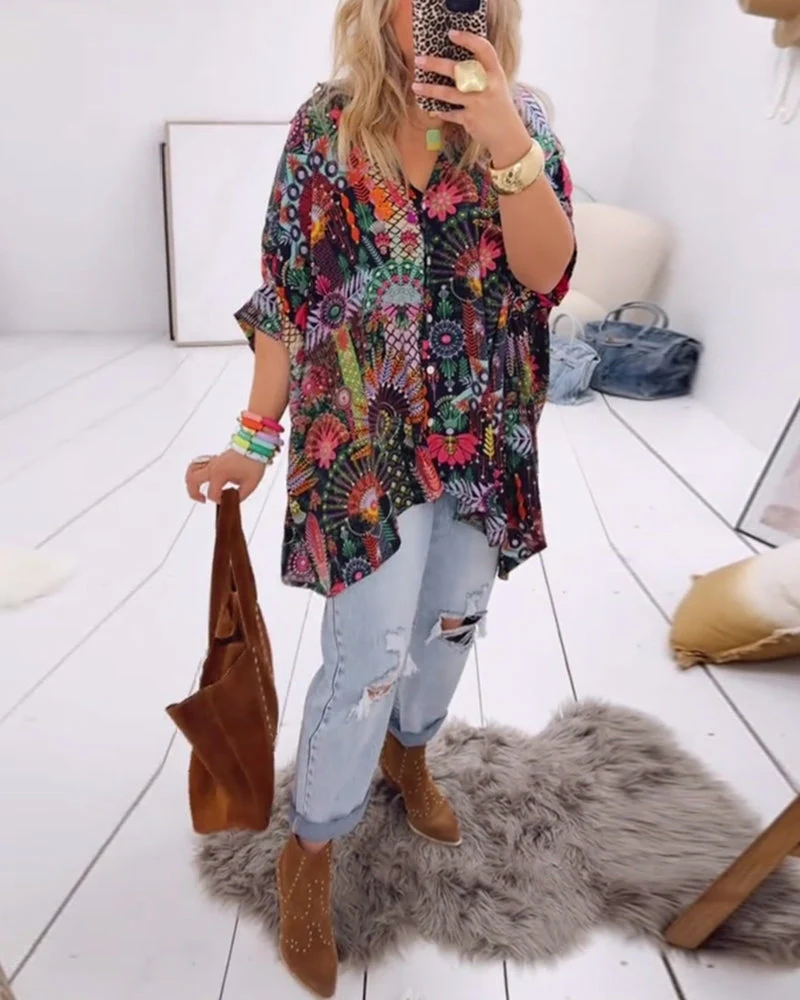Loose Fashion Printed Blouse - Image 4
