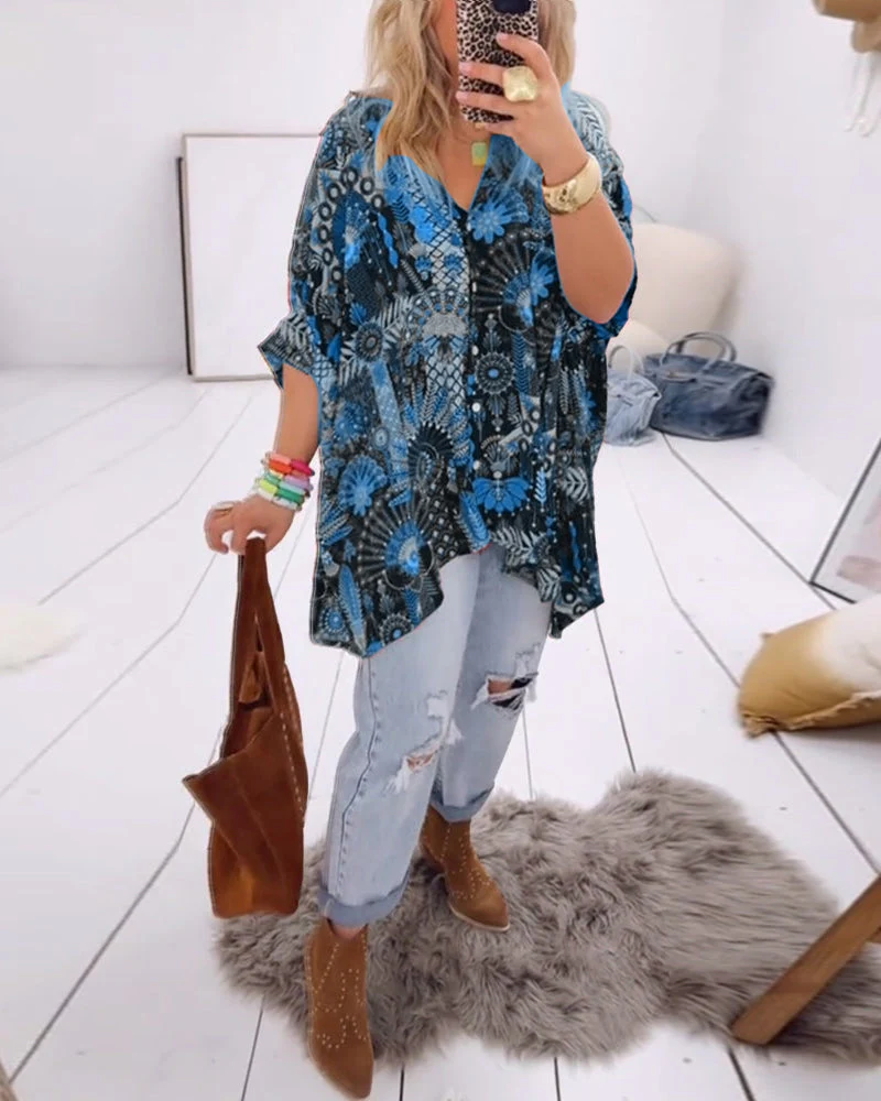 Loose Fashion Printed Blouse - Image 7
