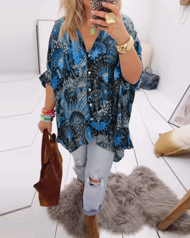 Loose Fashion Printed Blouse - Image 8