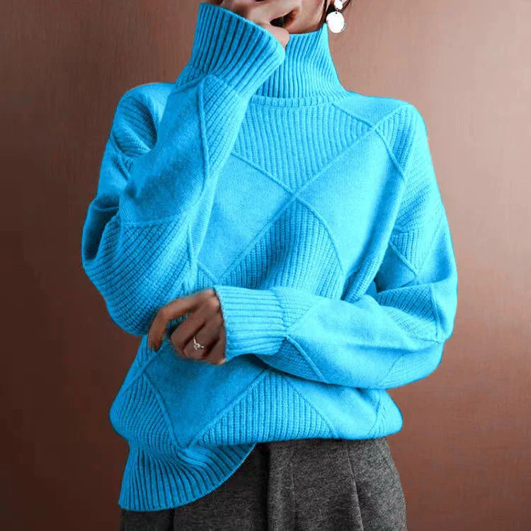Loose Fit High Neck Sweater - Image 10