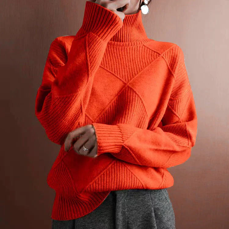 Loose Fit High Neck Sweater - Image 12
