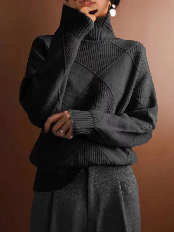 Loose Fit High Neck Sweater - Image 19