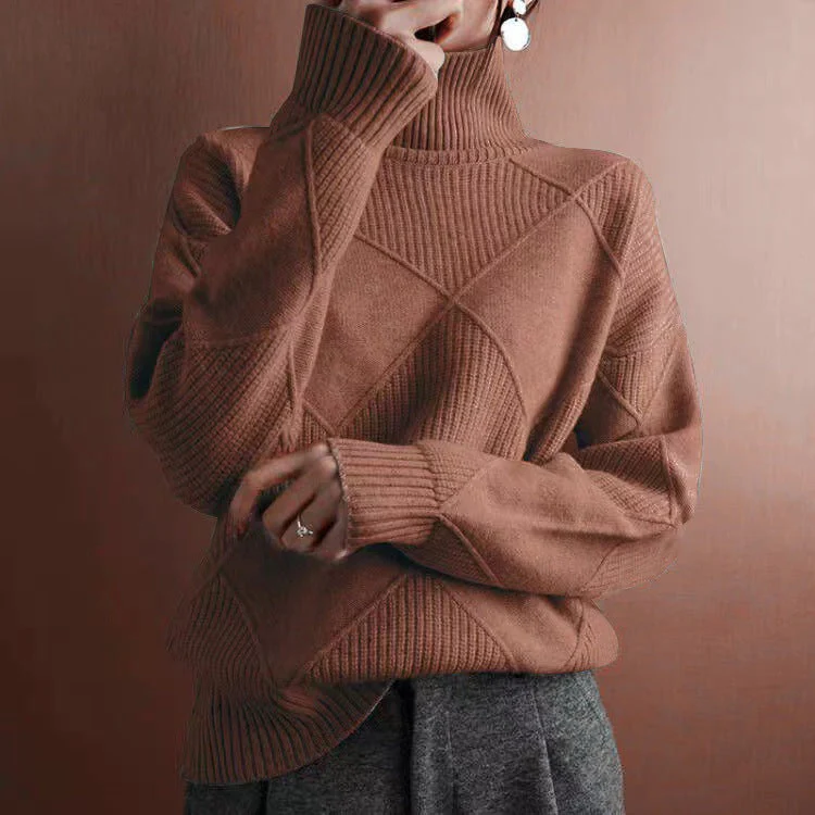Loose Fit High Neck Sweater - Image 26