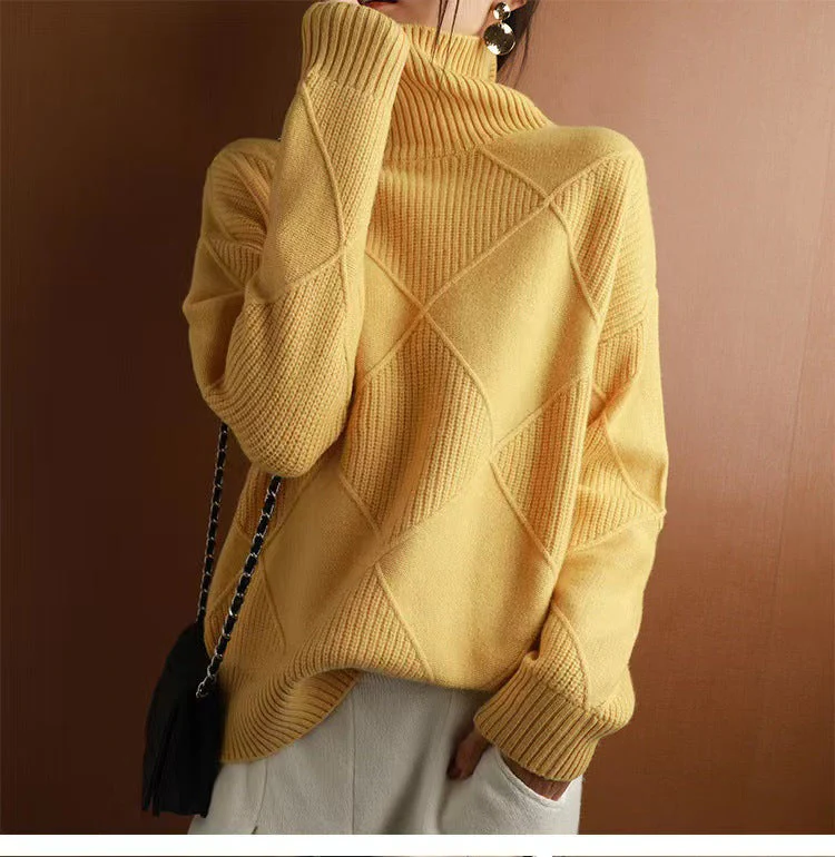Loose Fit High Neck Sweater - Image 28