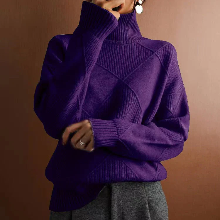 Loose Fit High Neck Sweater - Image 8