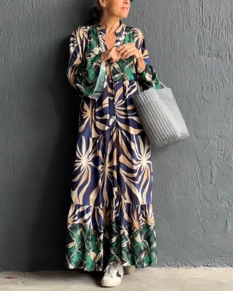 Loose Printed Vacation Dress - Image 20