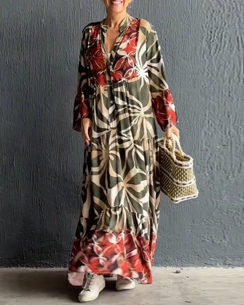 Loose Printed Vacation Dress - Image 26