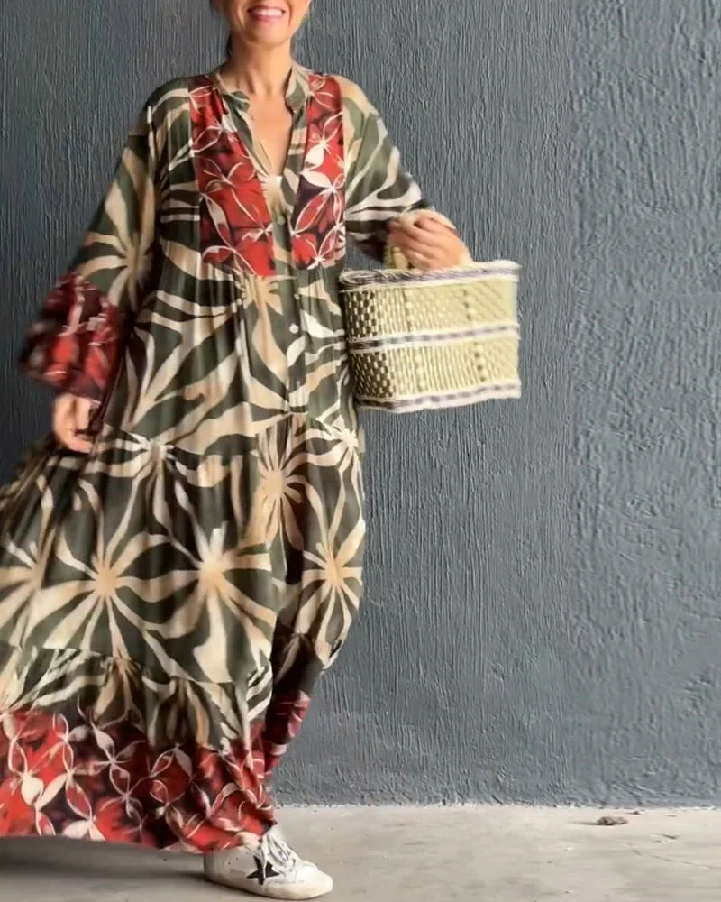 Loose Printed Vacation Dress - Image 27