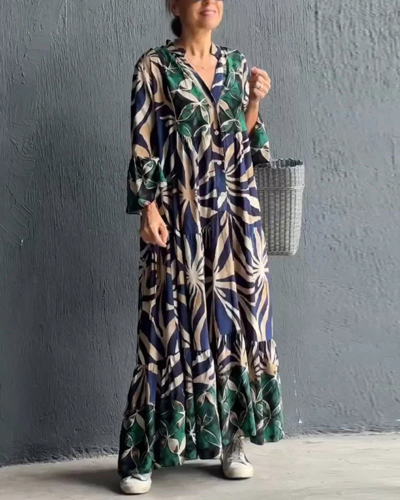 Loose Printed Vacation Dress - Image 29