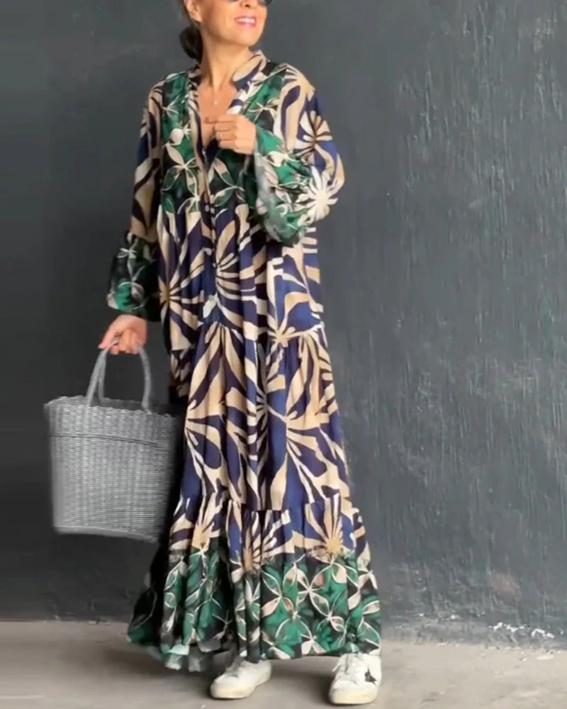 Loose Printed Vacation Dress - Image 9