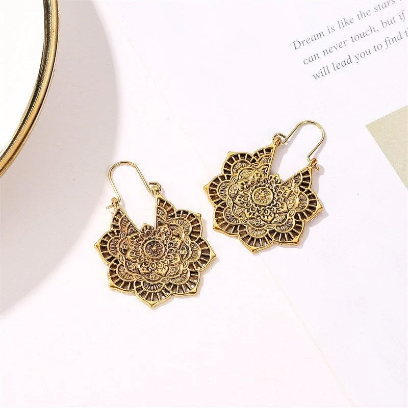 Lotus Flower Mandala Dangle Earrings - Image 4