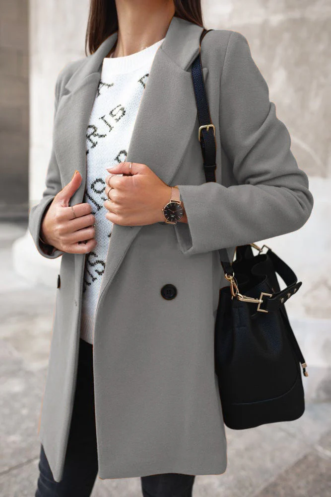 Women's Stylish Wool Blend Coat - Image 15