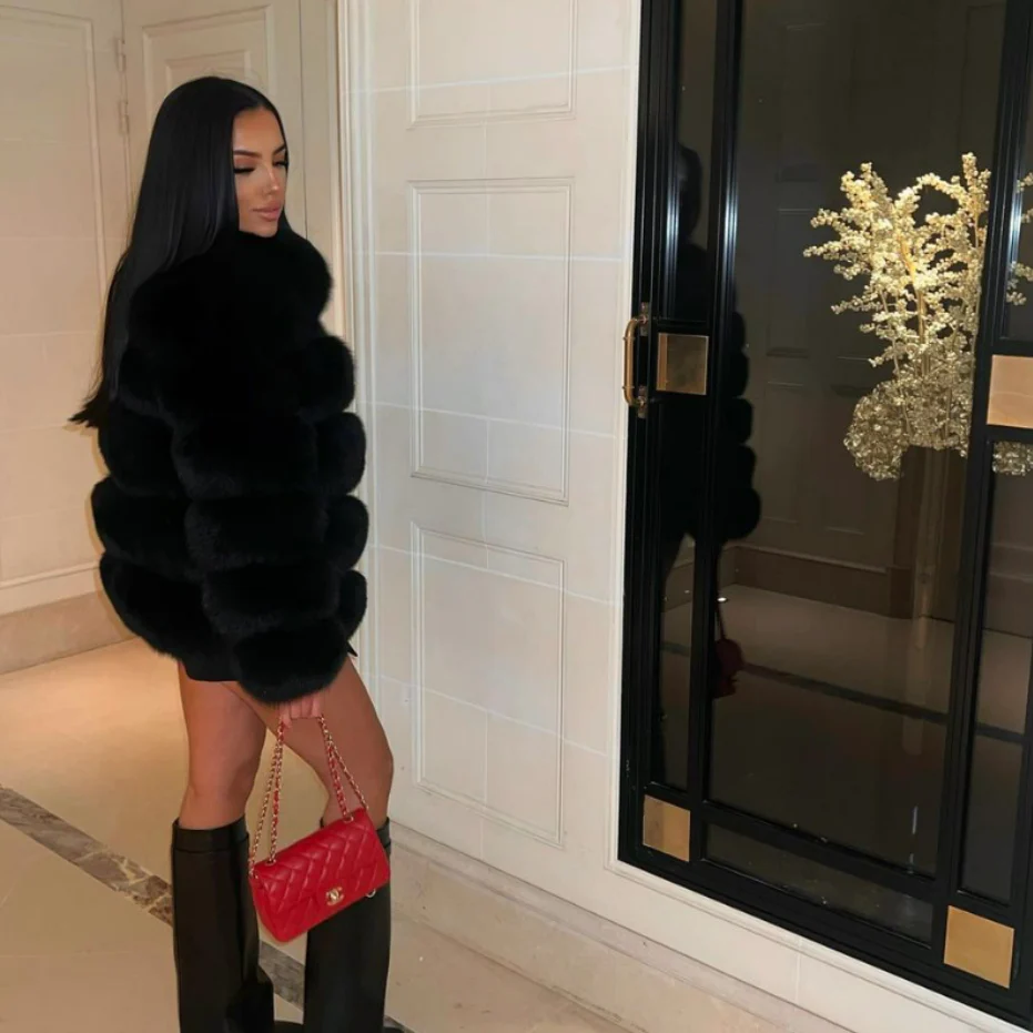 Luxury Long Sleeve Fur Jacket - Image 10