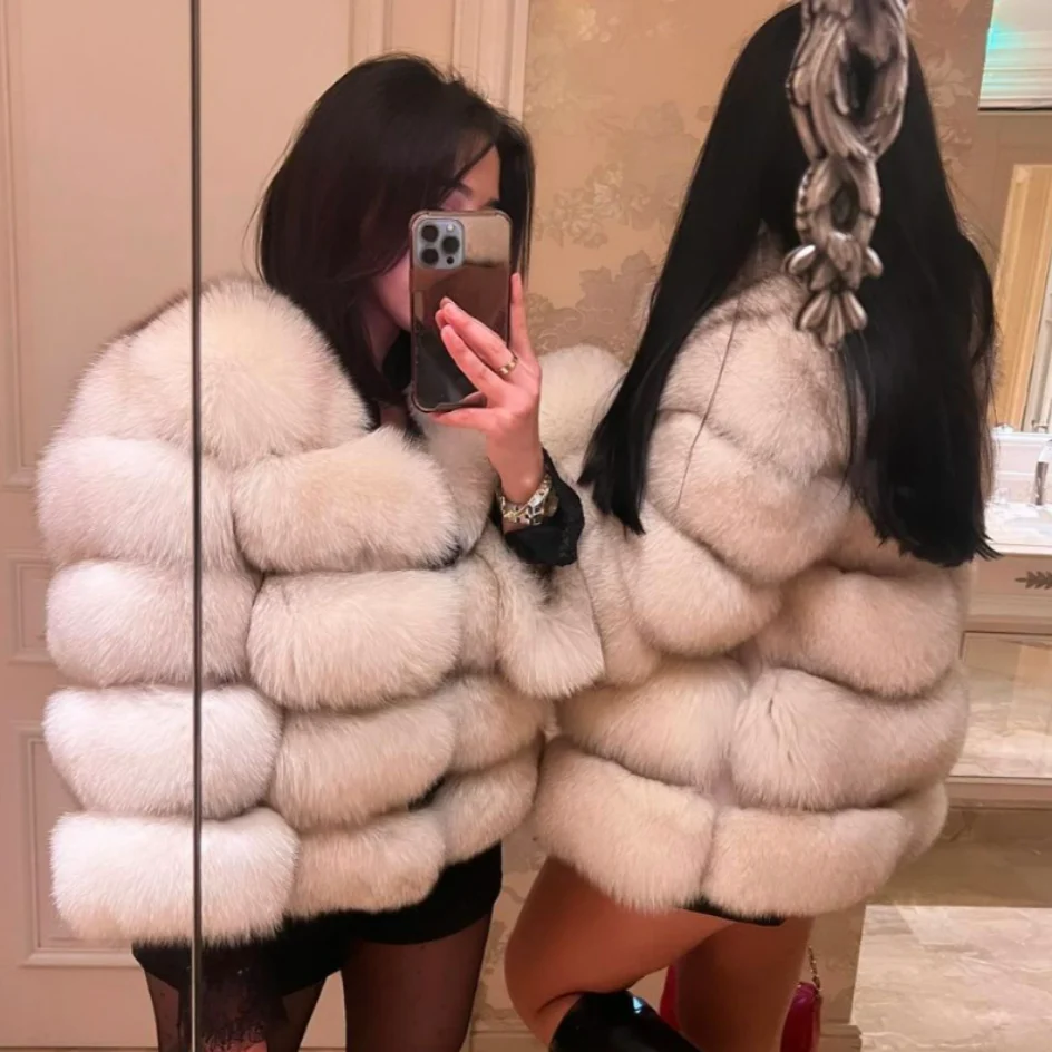 Luxury Long Sleeve Fur Jacket - Image 12