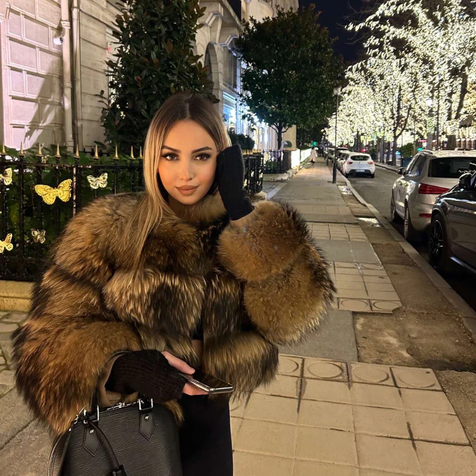 Luxury Long Sleeve Fur Jacket - Image 3