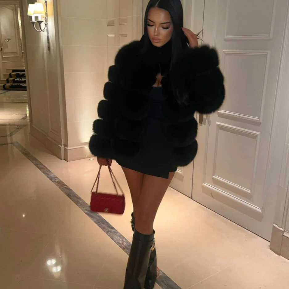 Luxury Long Sleeve Fur Jacket - Image 9