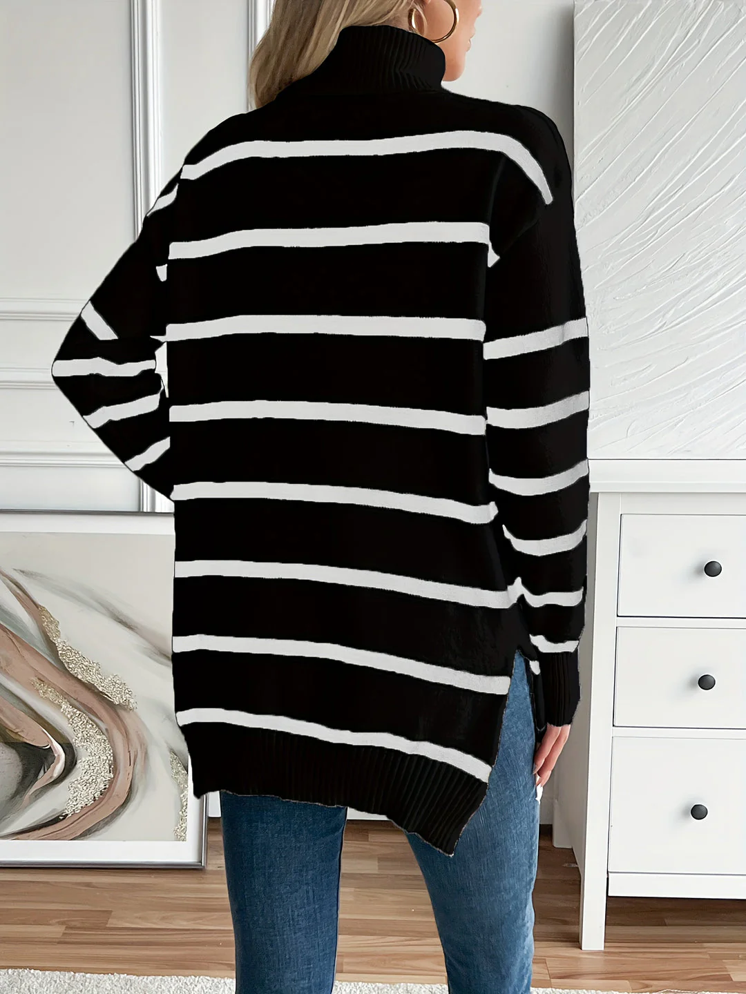 Maya Cozy Striped Knit Sweater - Image 6