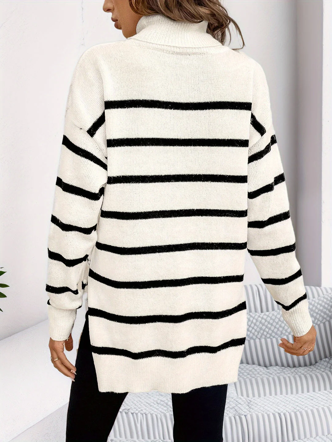 Maya Cozy Striped Knit Sweater - Image 7
