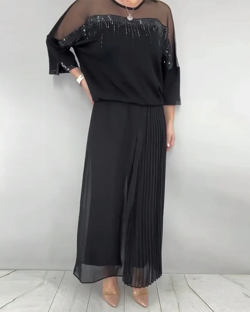 Mesh Splicing Loose Blouse - Image 3