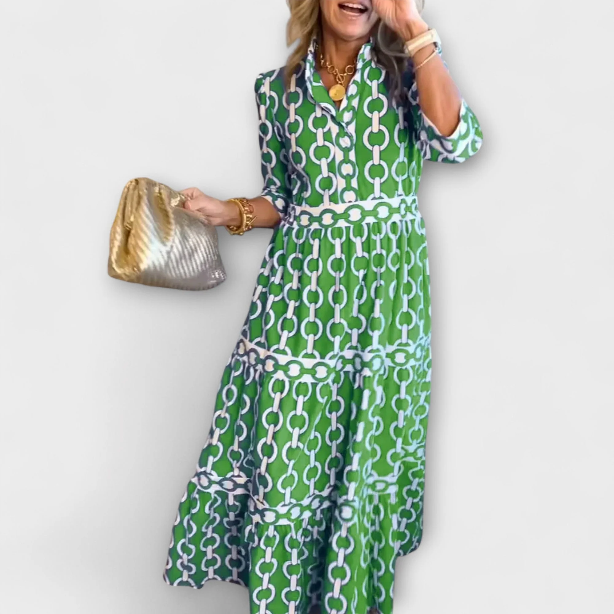Midi Dress with Chain Pattern - Image 14