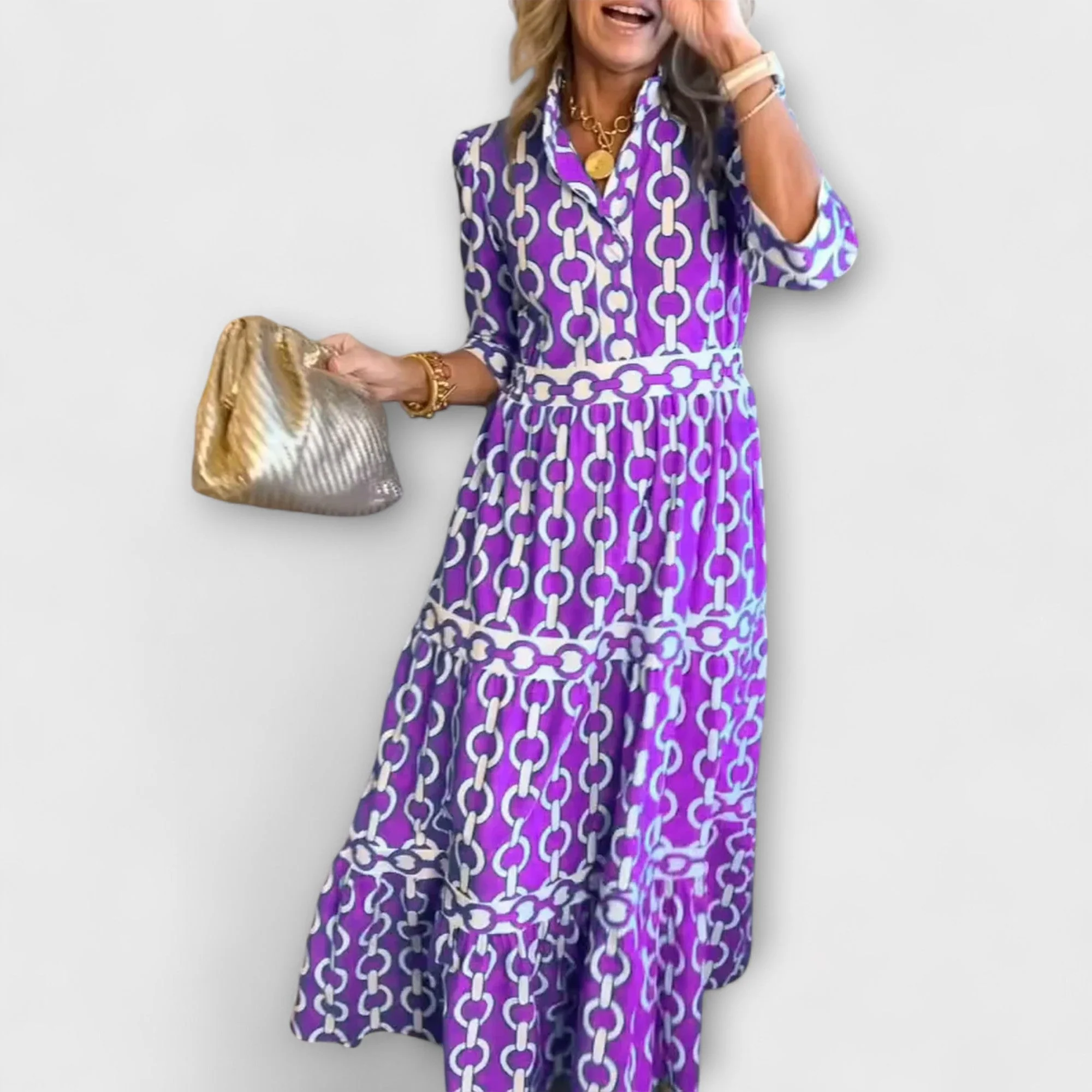Midi Dress with Chain Pattern - Image 15