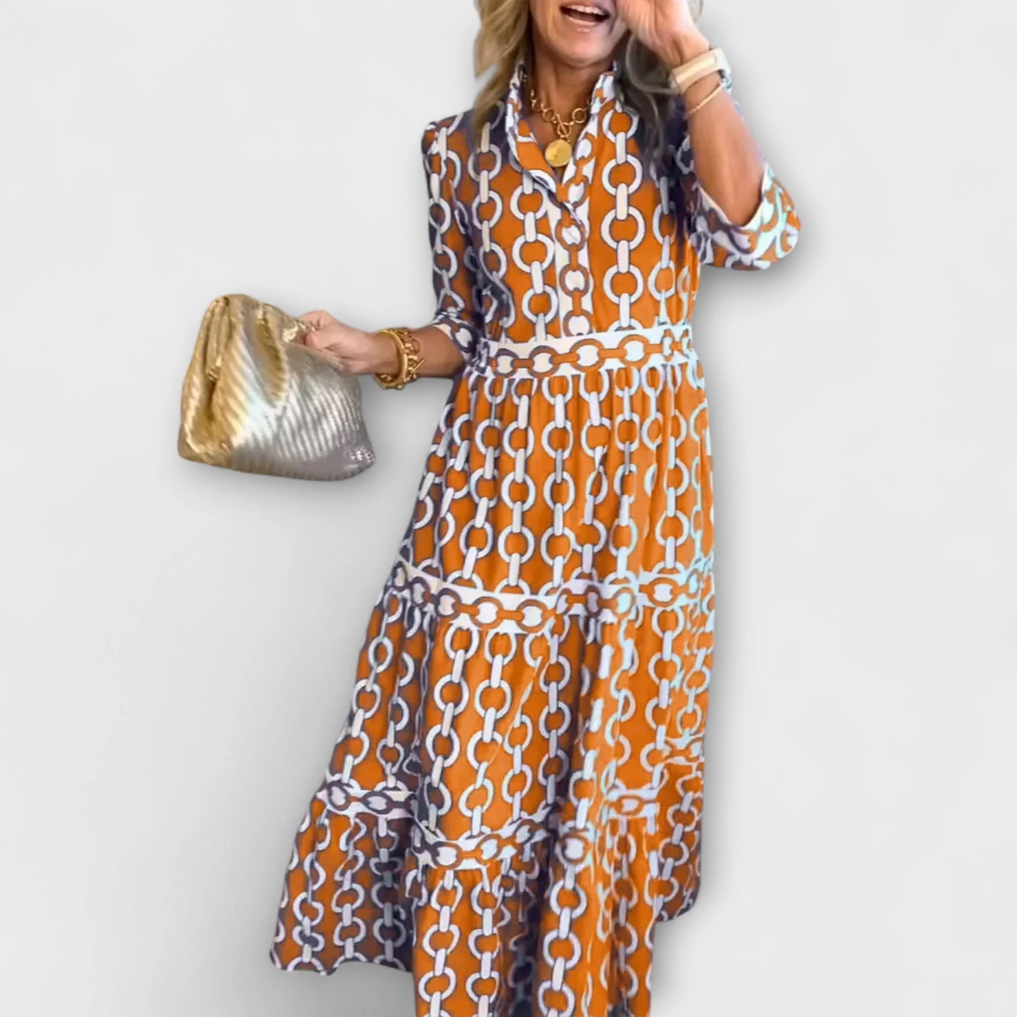 Midi Dress with Chain Pattern - Image 16