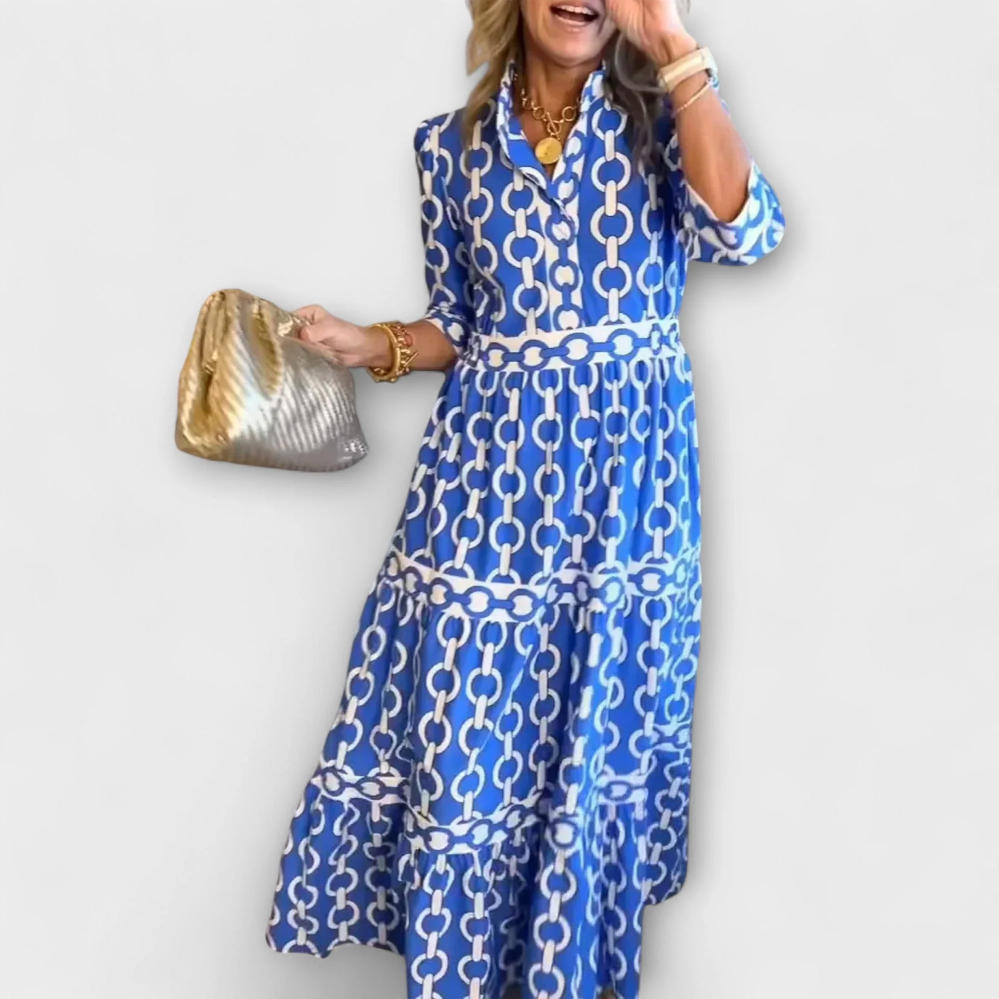 Midi Dress with Chain Pattern - Image 2