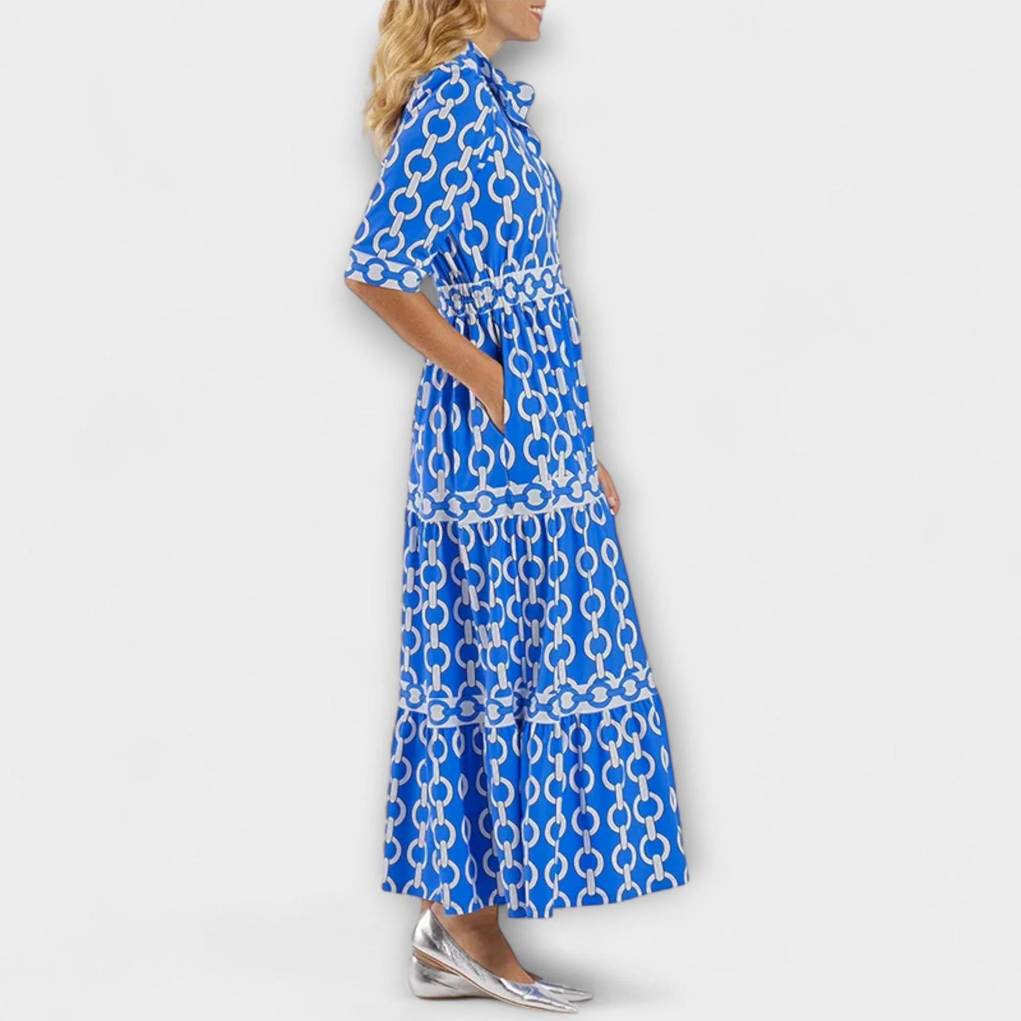 Midi Dress with Chain Pattern - Image 4