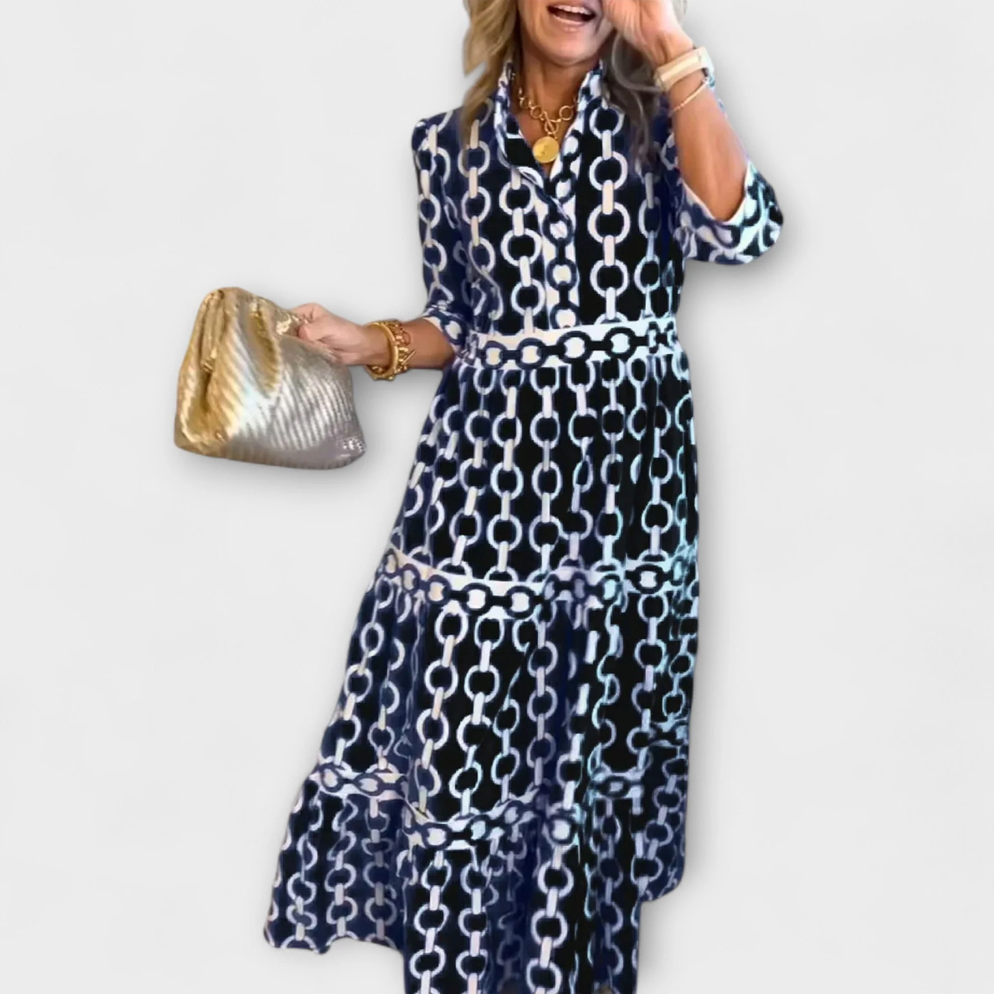 Midi Dress with Chain Pattern - Image 6