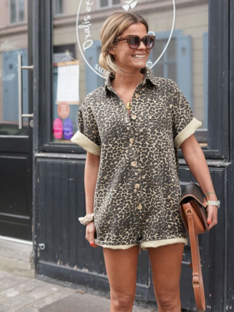 Mini Cheetah Printed Romper - Image 2