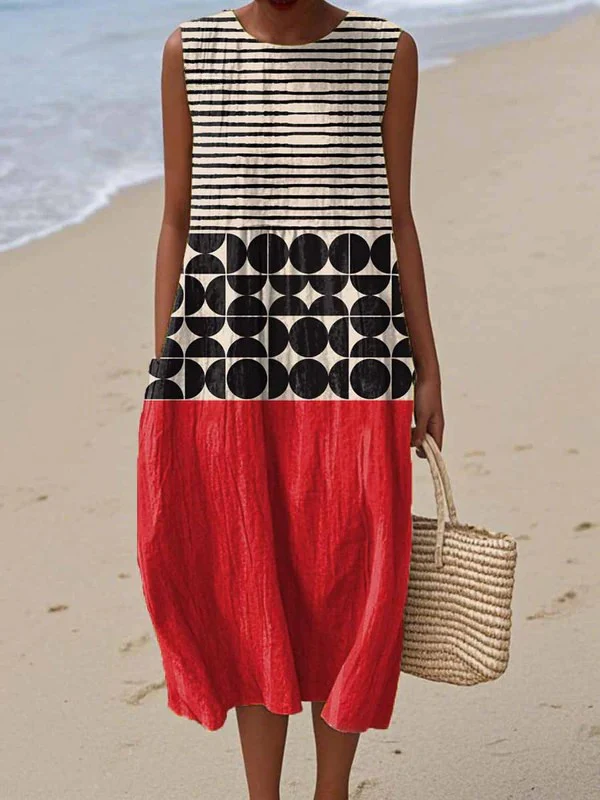 Minimal Colorblock Style Midi Dress
